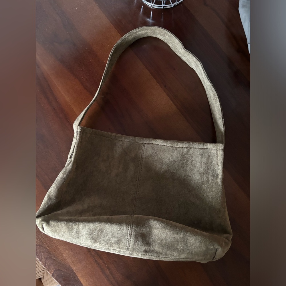 Khaki faux suede bag